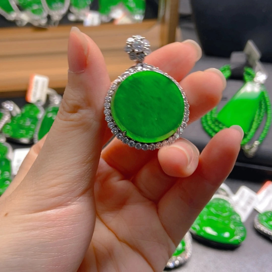 翡翠银S925镶嵌吊坠(不含链)