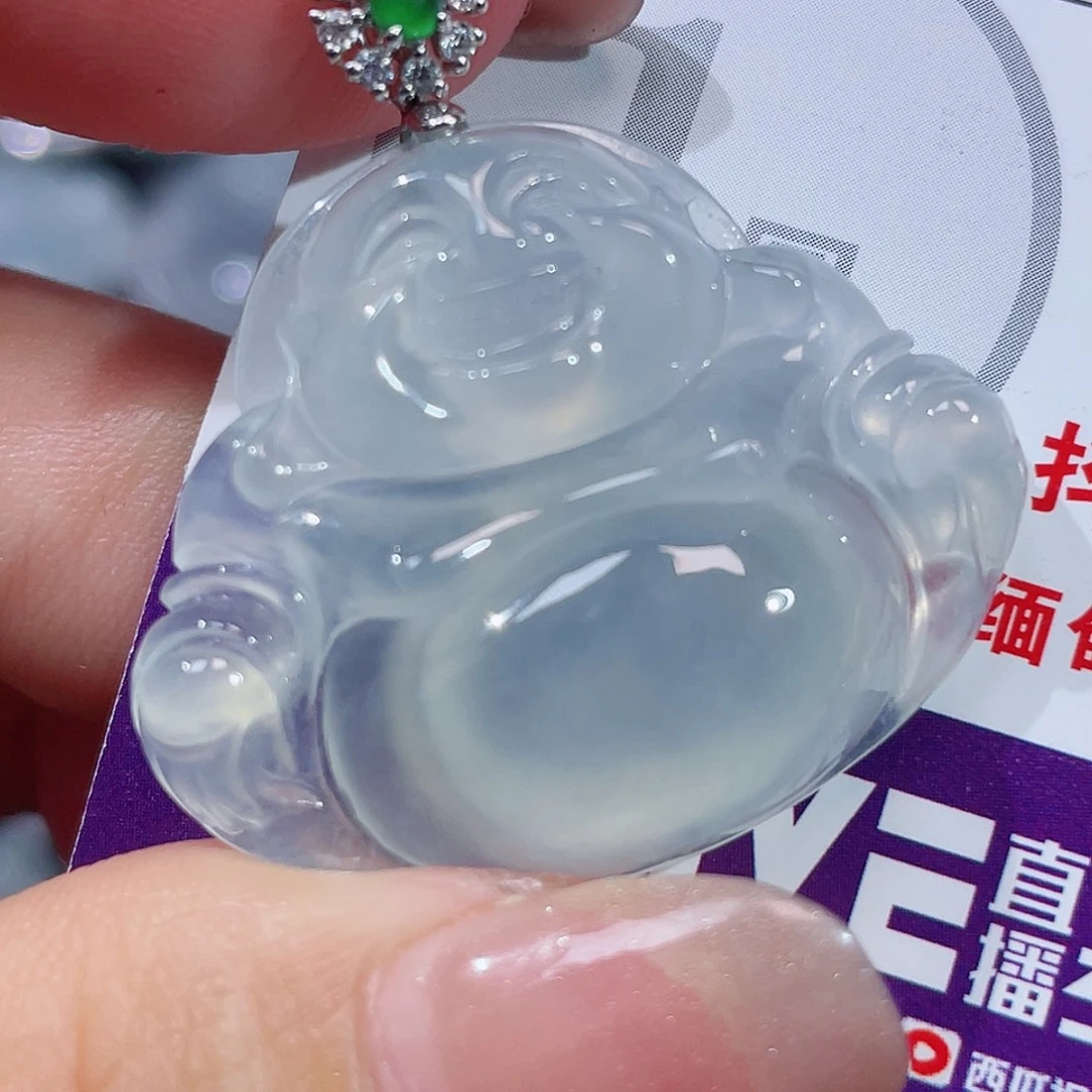 翡翠18K金镶嵌颈饰佛公