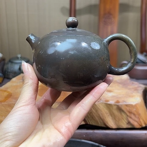 戬谷龙窑坭兴陶柴烧茶壶795