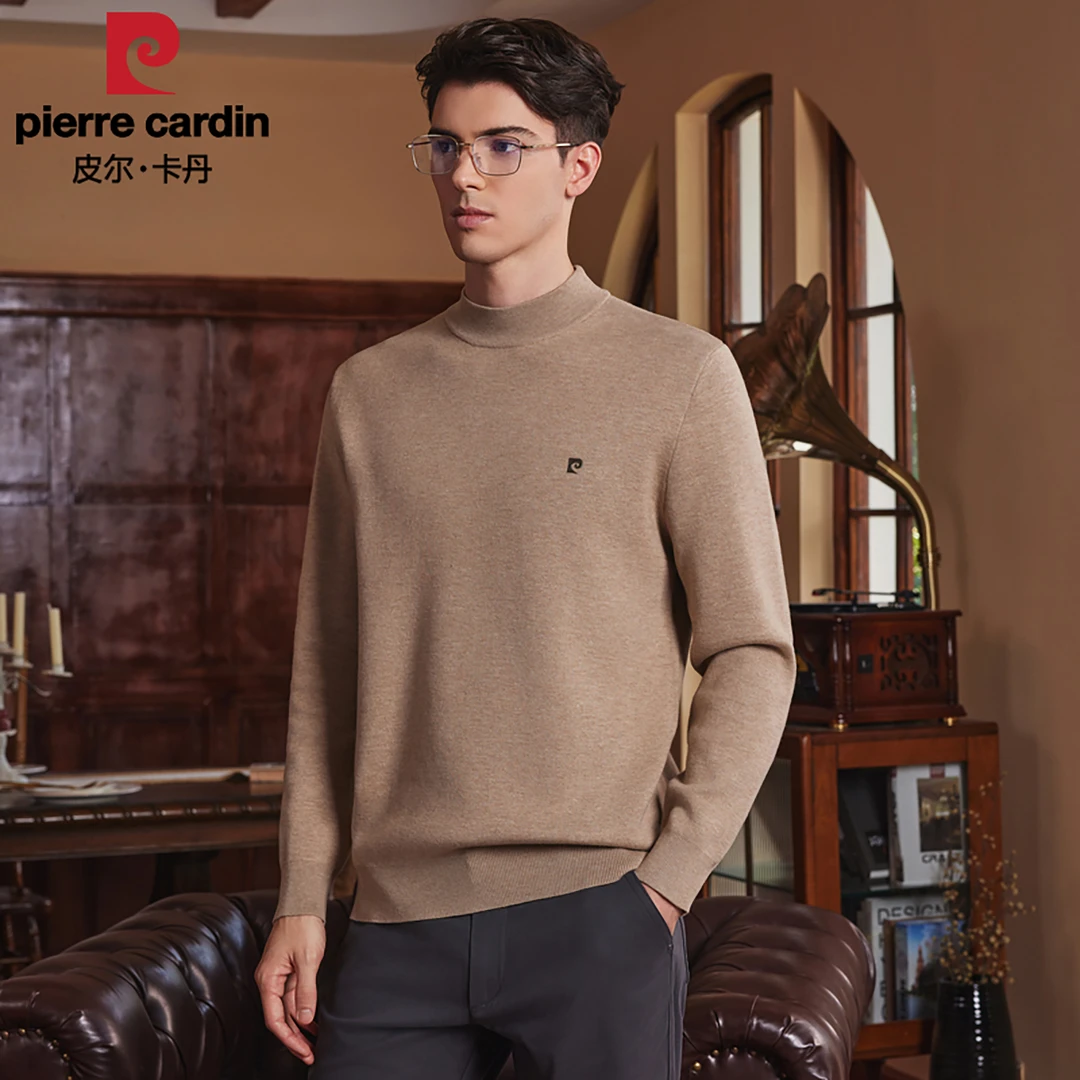 皮尔卡丹春季季针织衫男士长袖时尚休闲百搭保暖半高领柔软舒适