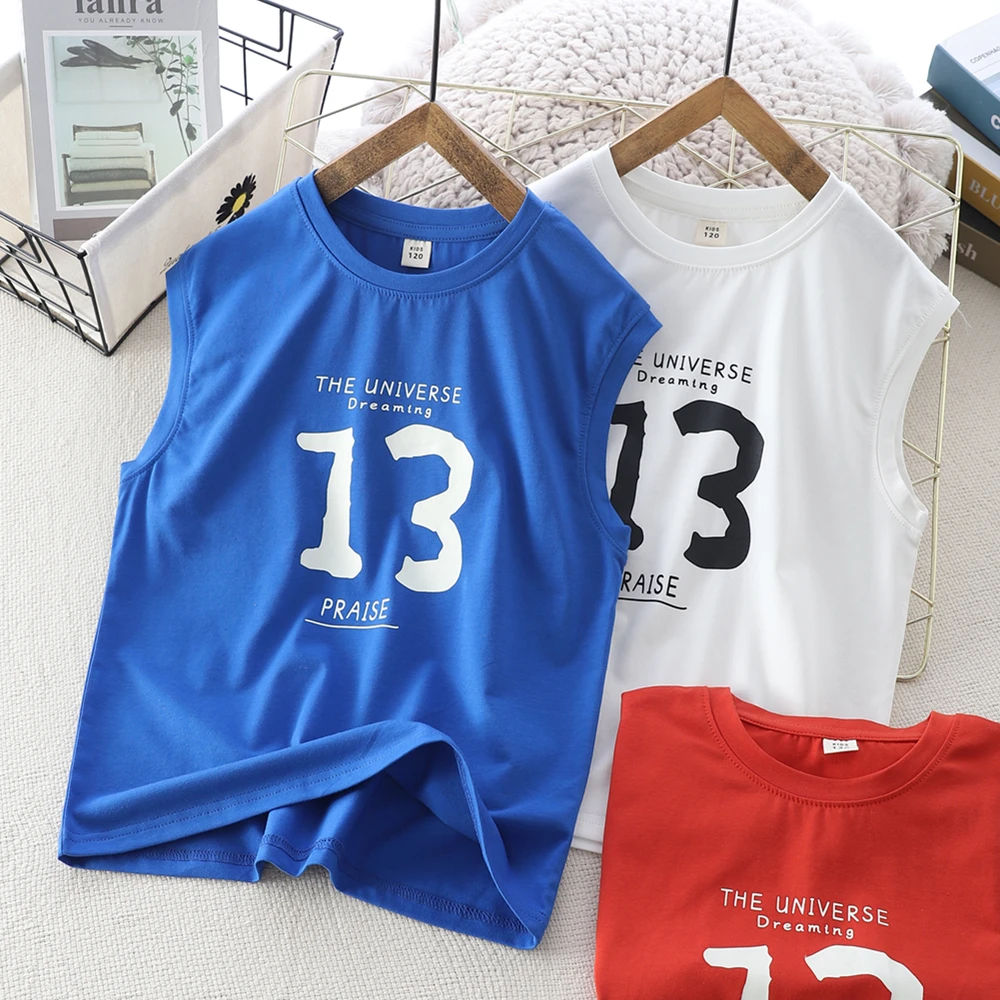 新款夏季儿童背心男童圆领薄款t恤童装中大童休闲短袖上衣男孩潮t