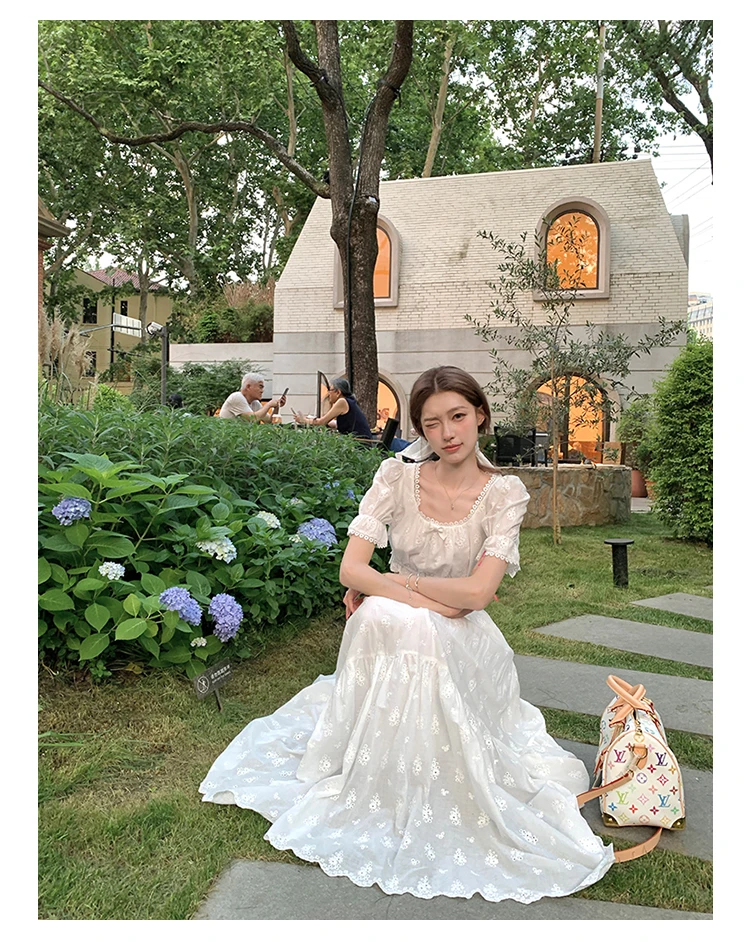 SourceWithU 5.30马德里夏梦 2色纯棉水溶刺绣上衣半裙简约套装夏