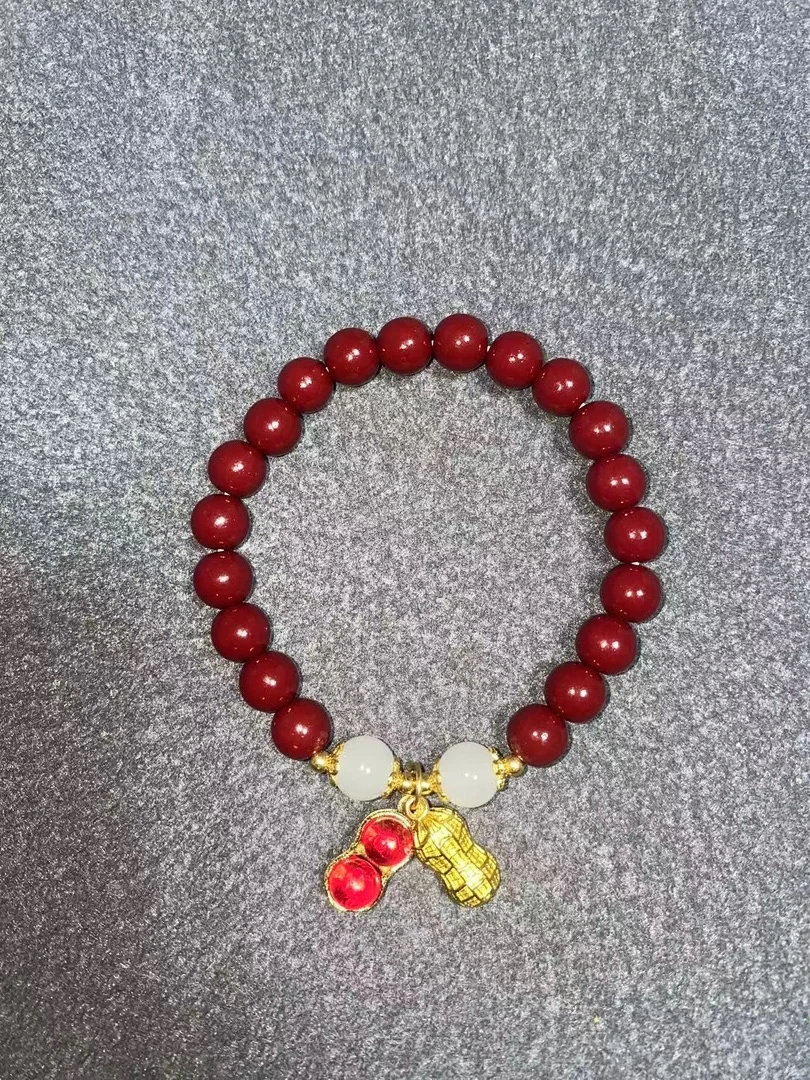 含辰砂工艺品 白珠+花生单圈甄选手串10201（无礼盒）