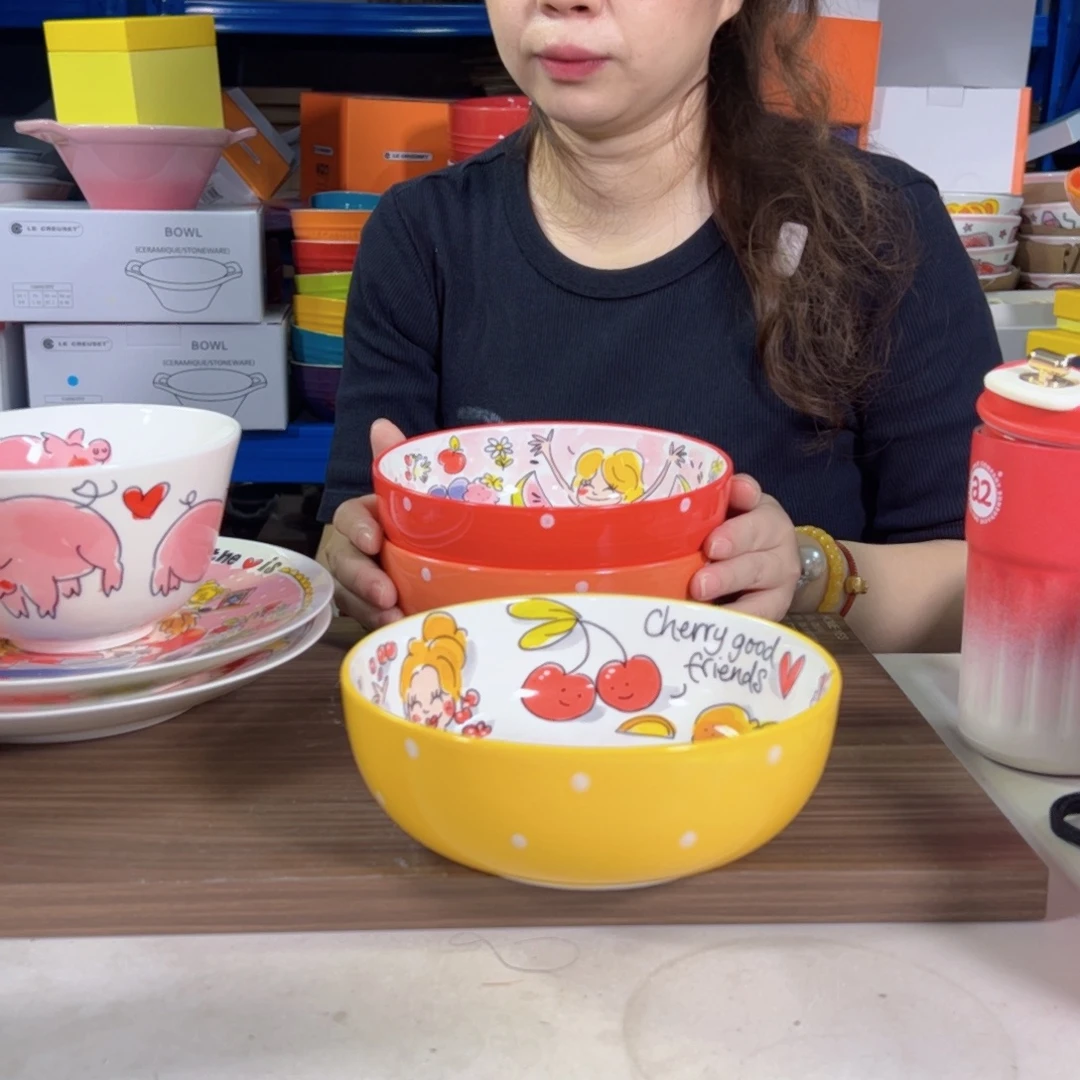 陶瓷16黄色波点面碗