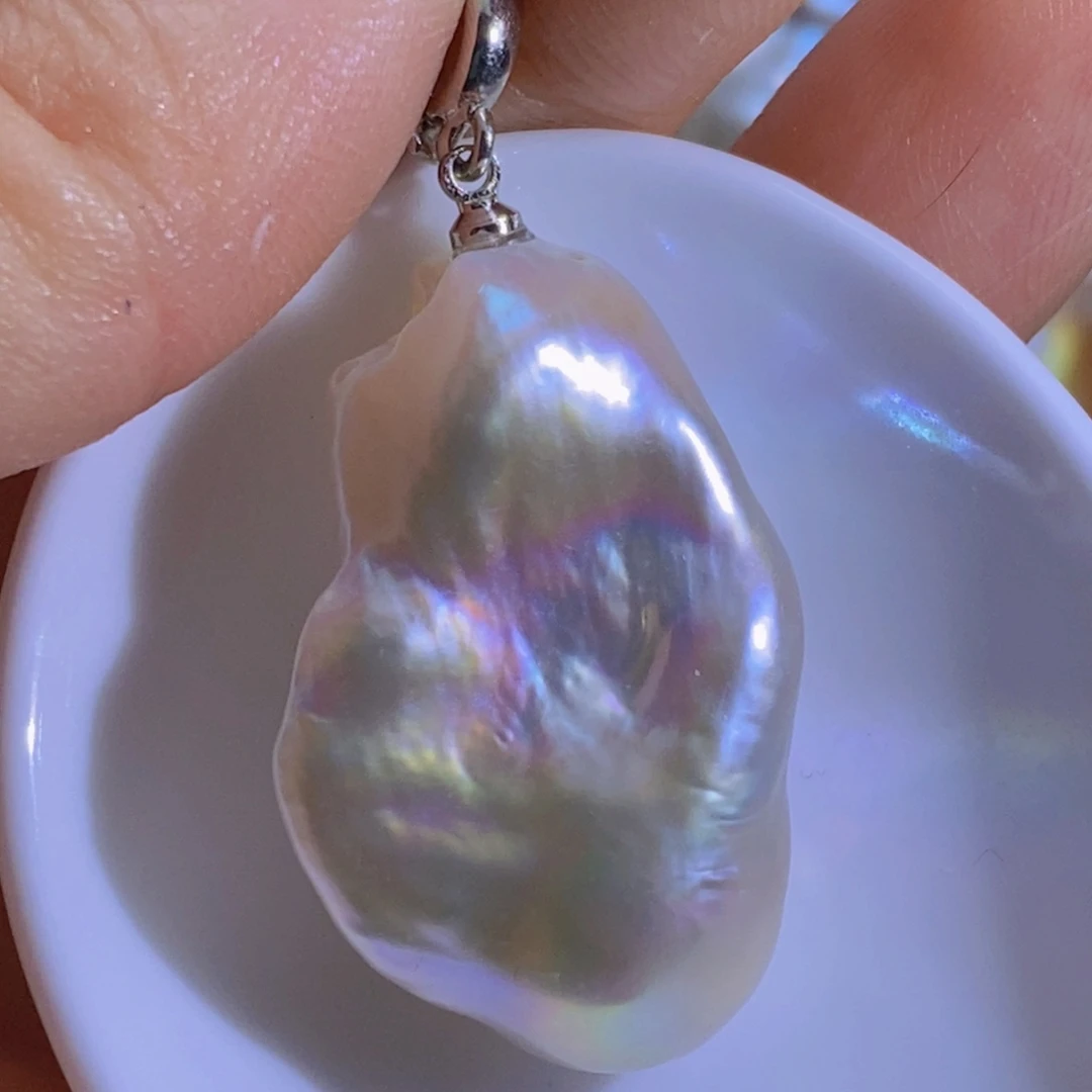 银S925镶嵌淡水珍珠微瑕