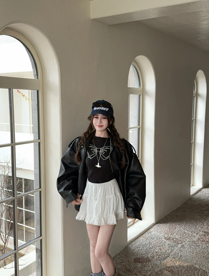 米娜家【机车女孩】泡菜订制款机车皮衣外套