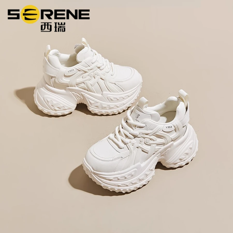 西瑞老爹鞋女厚底增高秋冬时髦运动鞋女款爆款2025新款百搭小白鞋