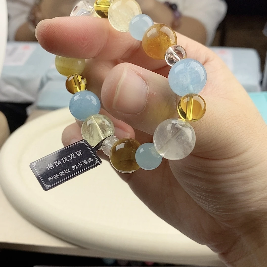 水晶手链银S925镀金镶嵌