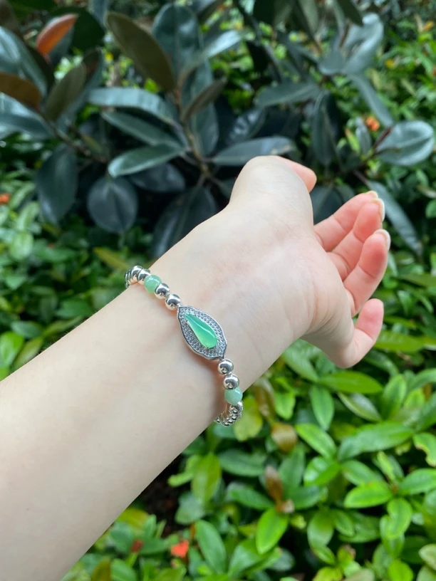 山岚问玉『青山冰珀』翡翠手串珠串水滴形