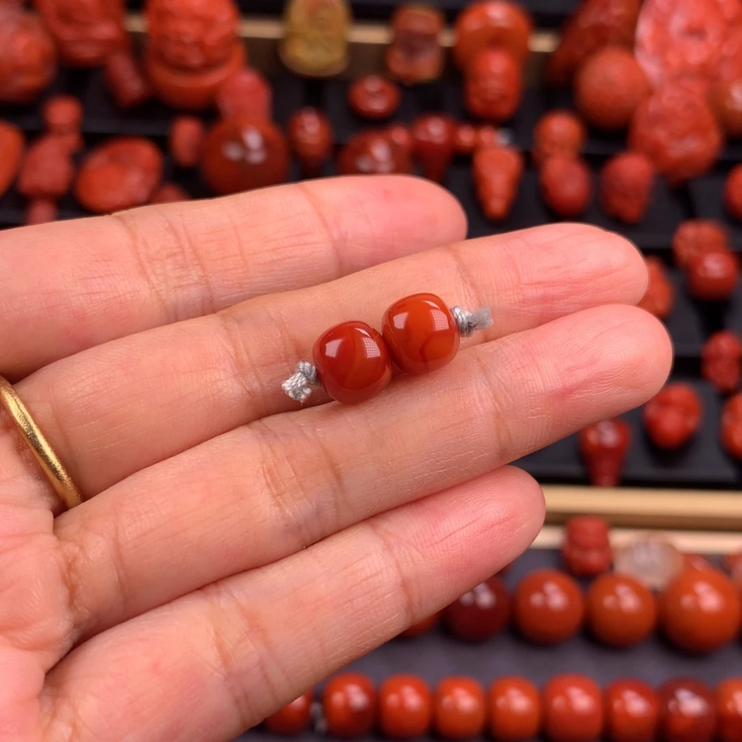 南红玛瑙老型对珠8mm未镶嵌
