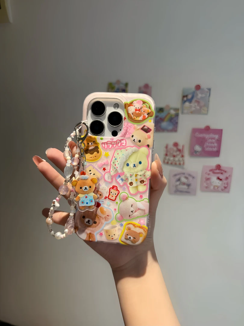 卡通可爱磨砂甜品轻松熊适用苹果16promax手机壳iphone15新款14