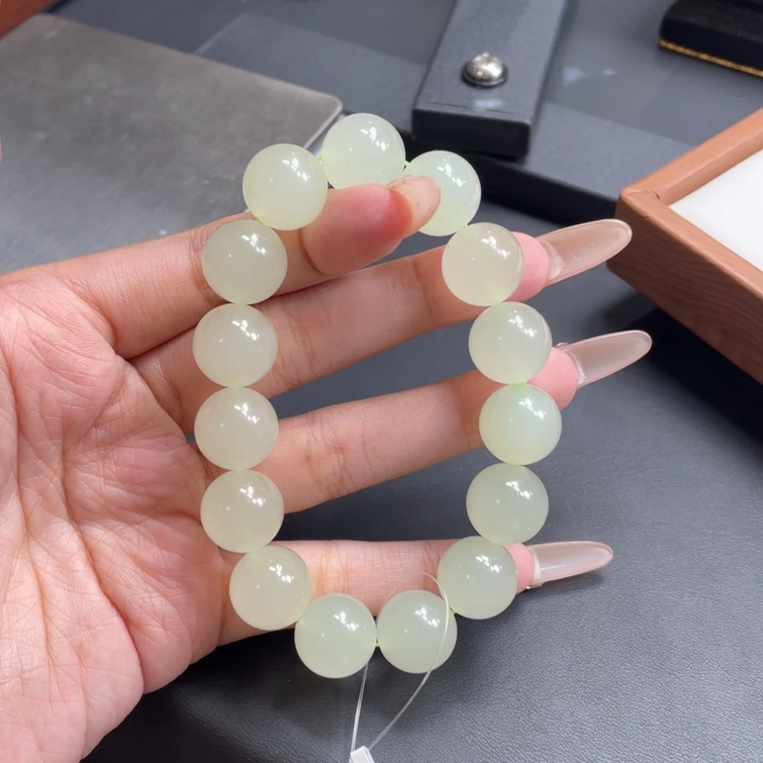 和田玉未镶嵌手串青海白晴13mm