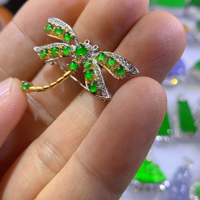 【闪购商品】翡翠挂件银S925镶嵌天然翡翠