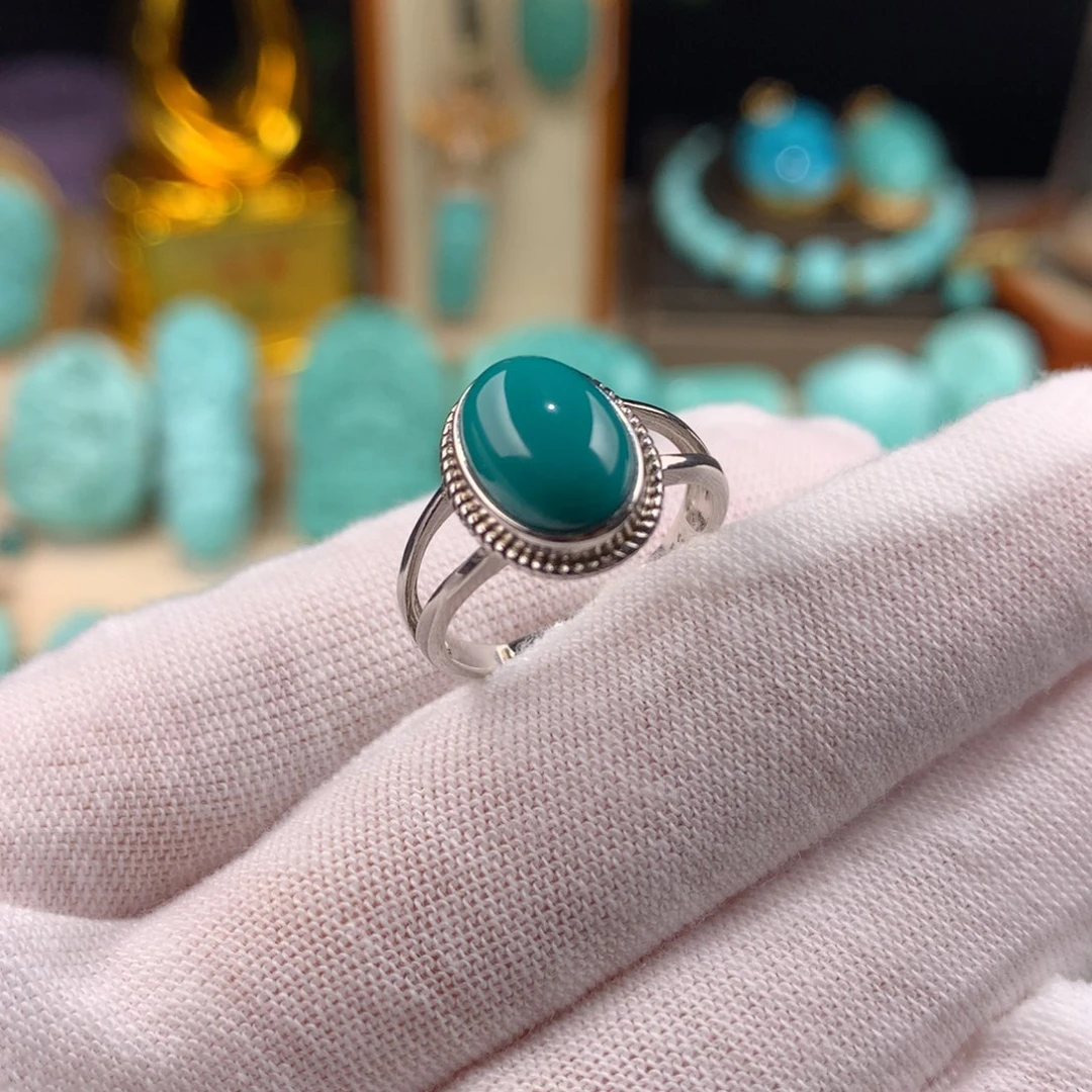 绿松石银S925镶嵌女戒