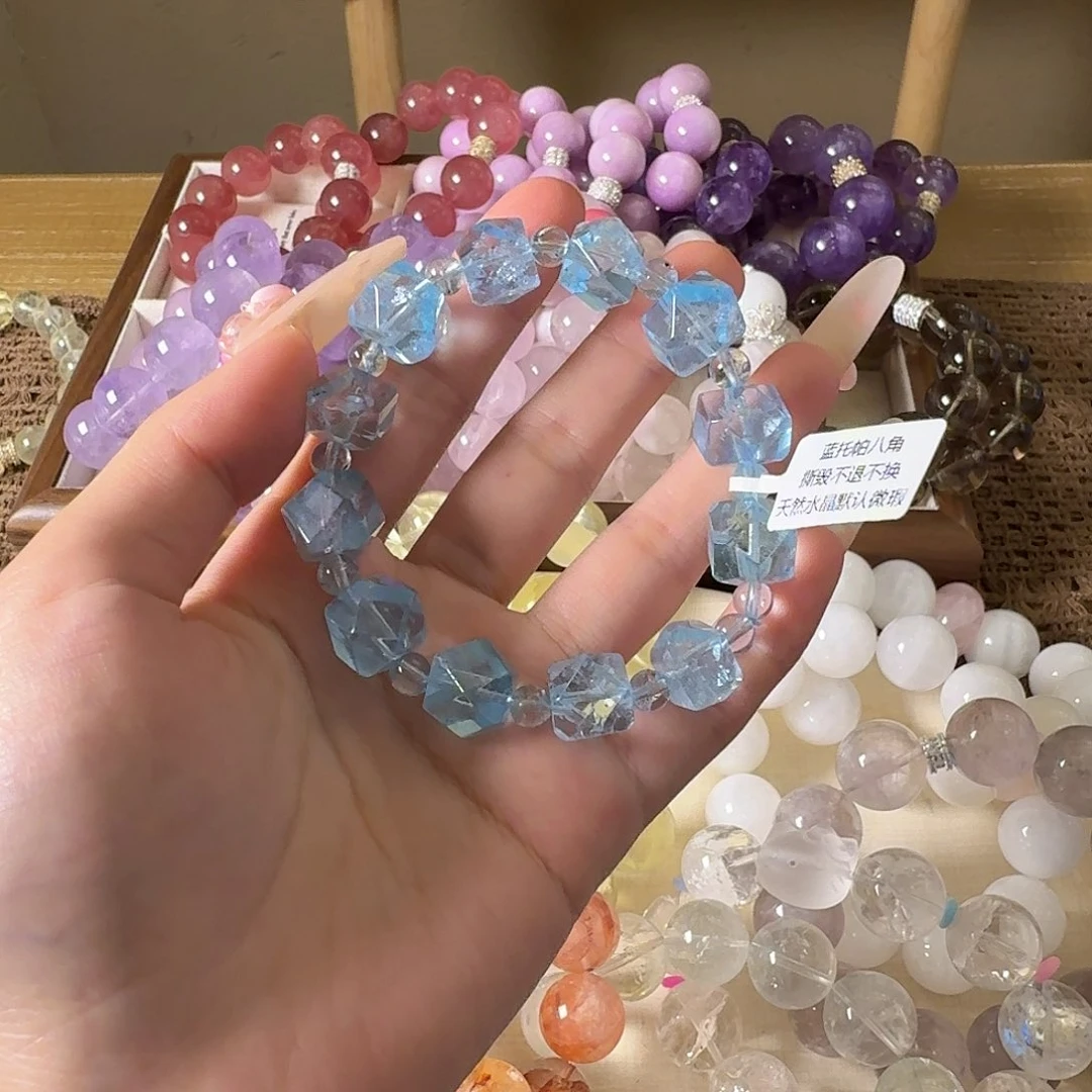 不***.水晶手链未镶嵌蓝托帕碎碎冰