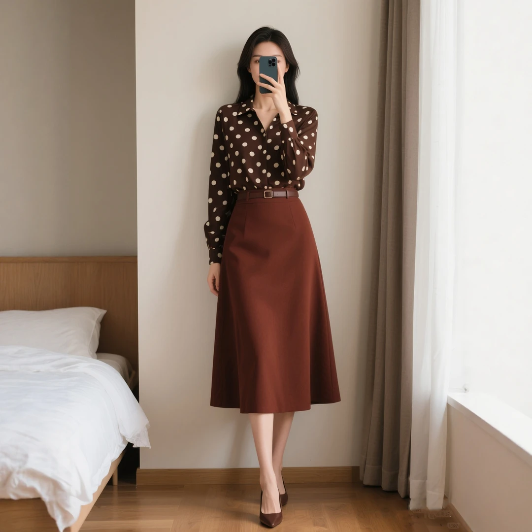 春秋季新款女装时尚法式复古衬衫两件套装半身裙子女士通勤轻熟风
