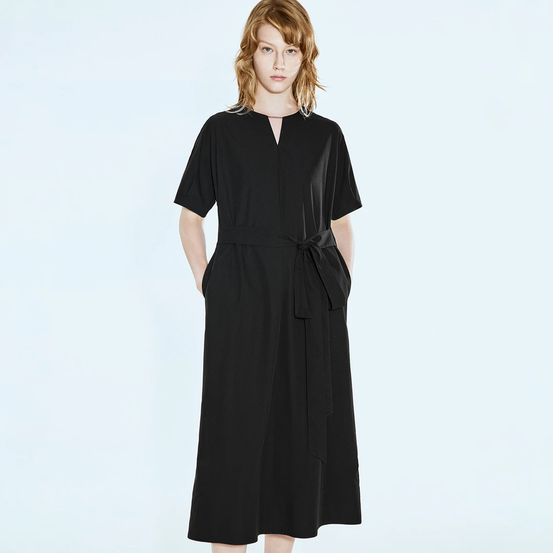 COVERINS2025夏季新款显瘦气质时尚休闲女士黑色连衣裙CC35205250