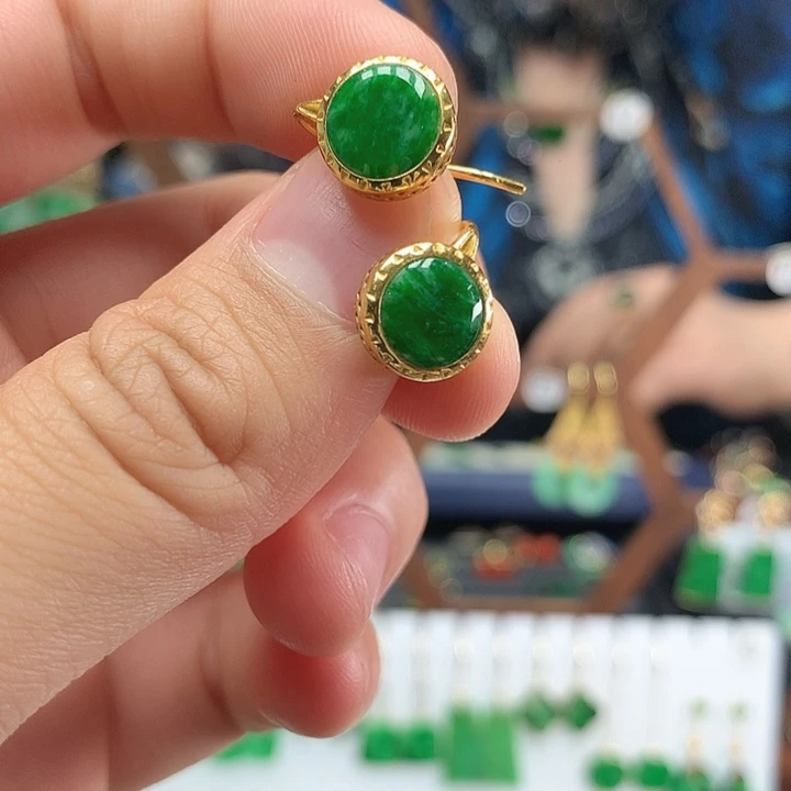 翡翠银S925镶嵌耳饰耳饰