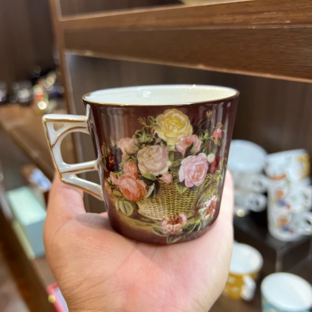 珐琅彩大口直口陶瓷马克杯水杯咖啡杯奶杯家用