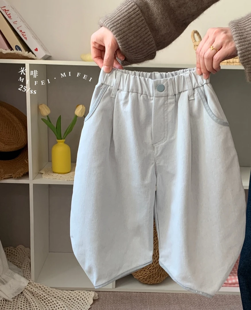 米啡（爱尚童旗下小童） 15338儿童牛仔裤2025春款白色休闲裤