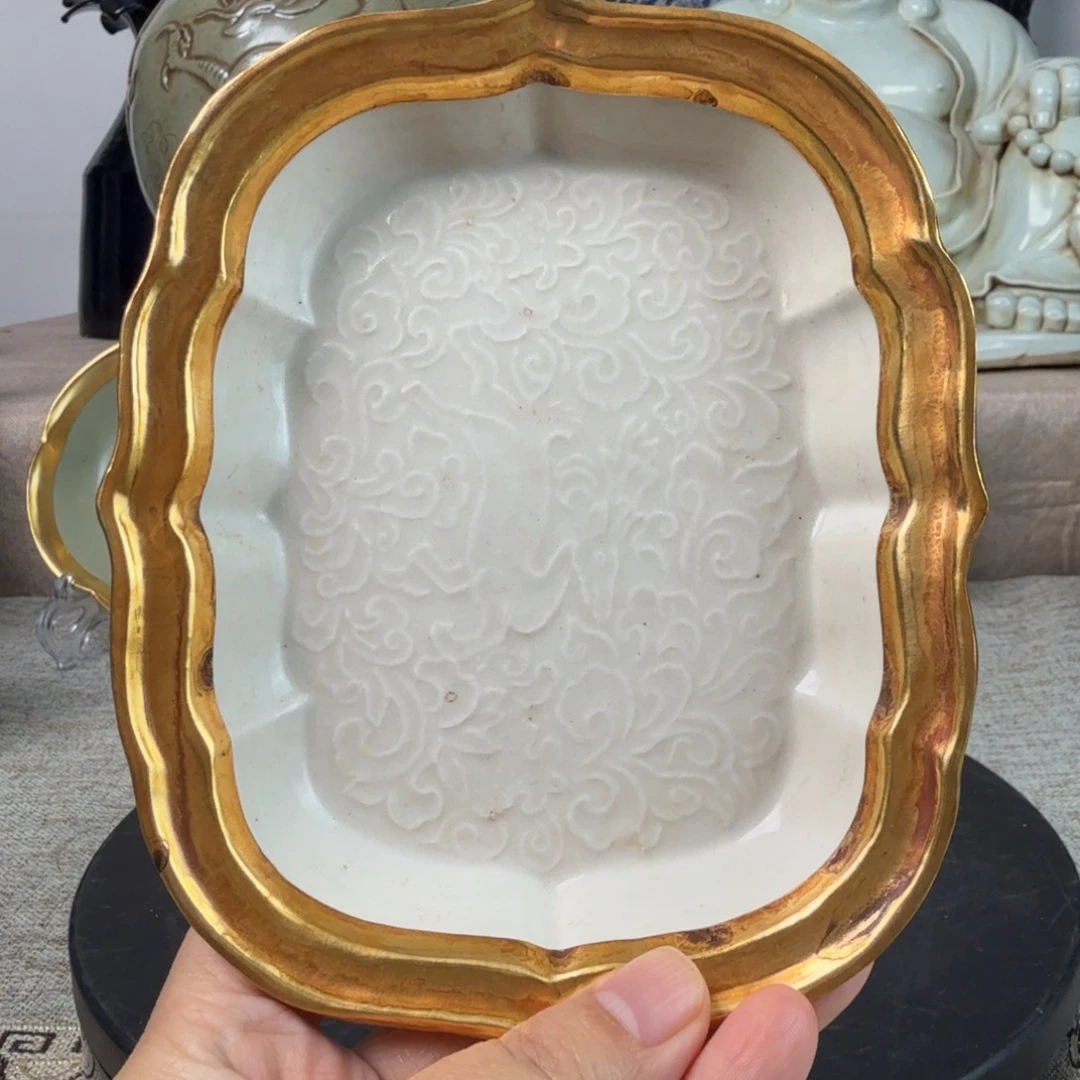 摆件陶白定包金口