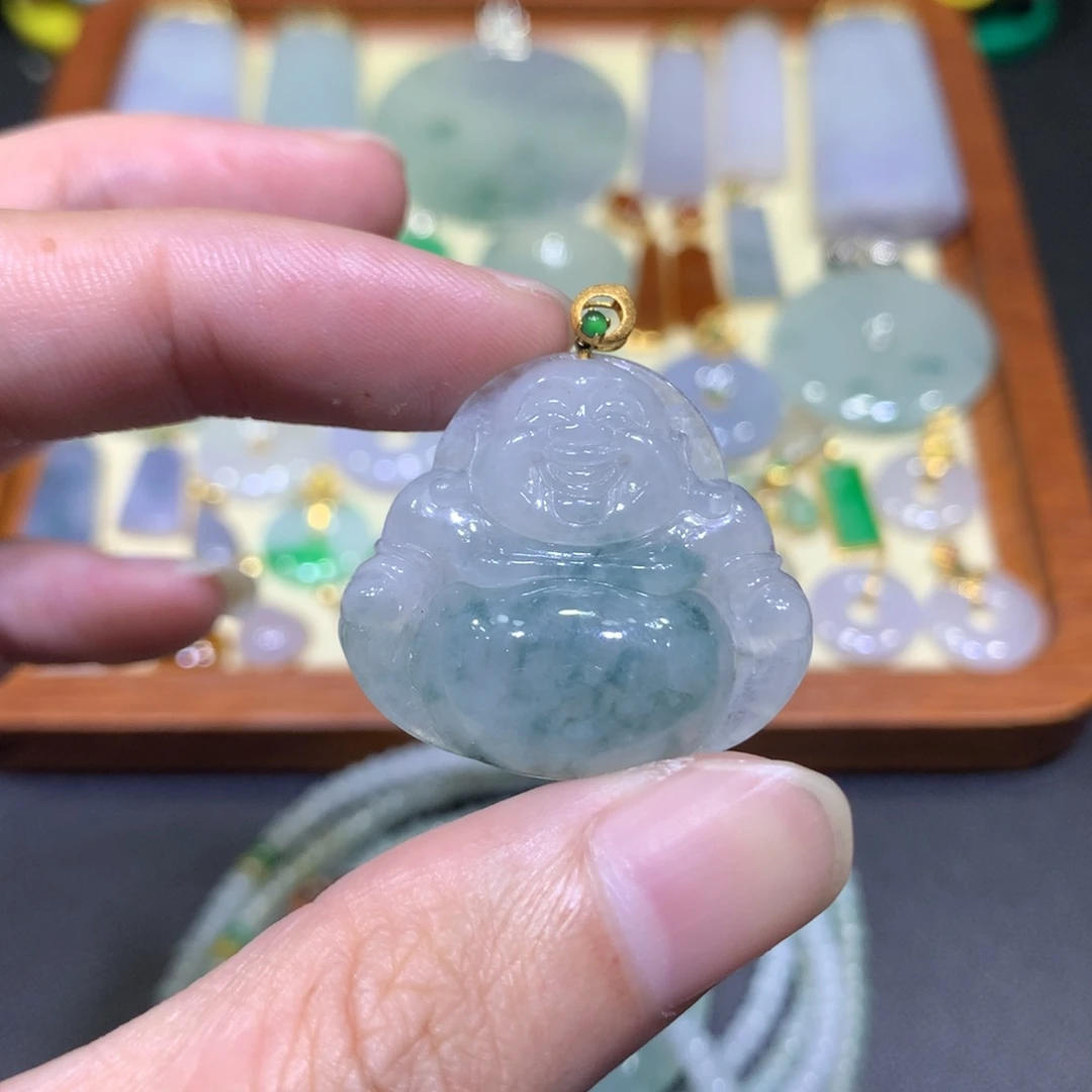 吊坠(不含链)18K金镶嵌翡翠