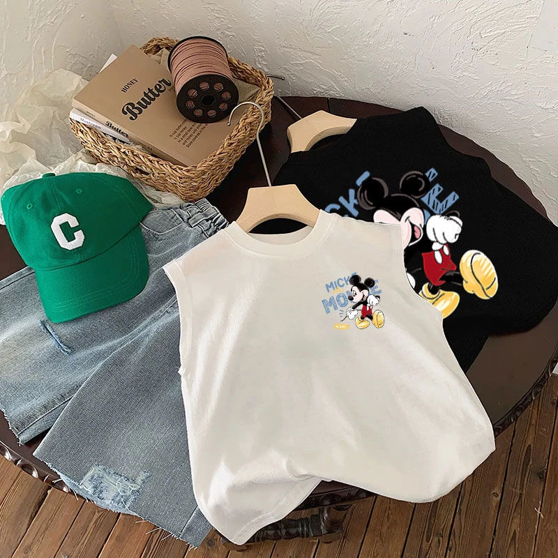 童装夏款男童背心纯棉米奇新款潮流酷帅印花无袖t恤宝宝坎肩体恤