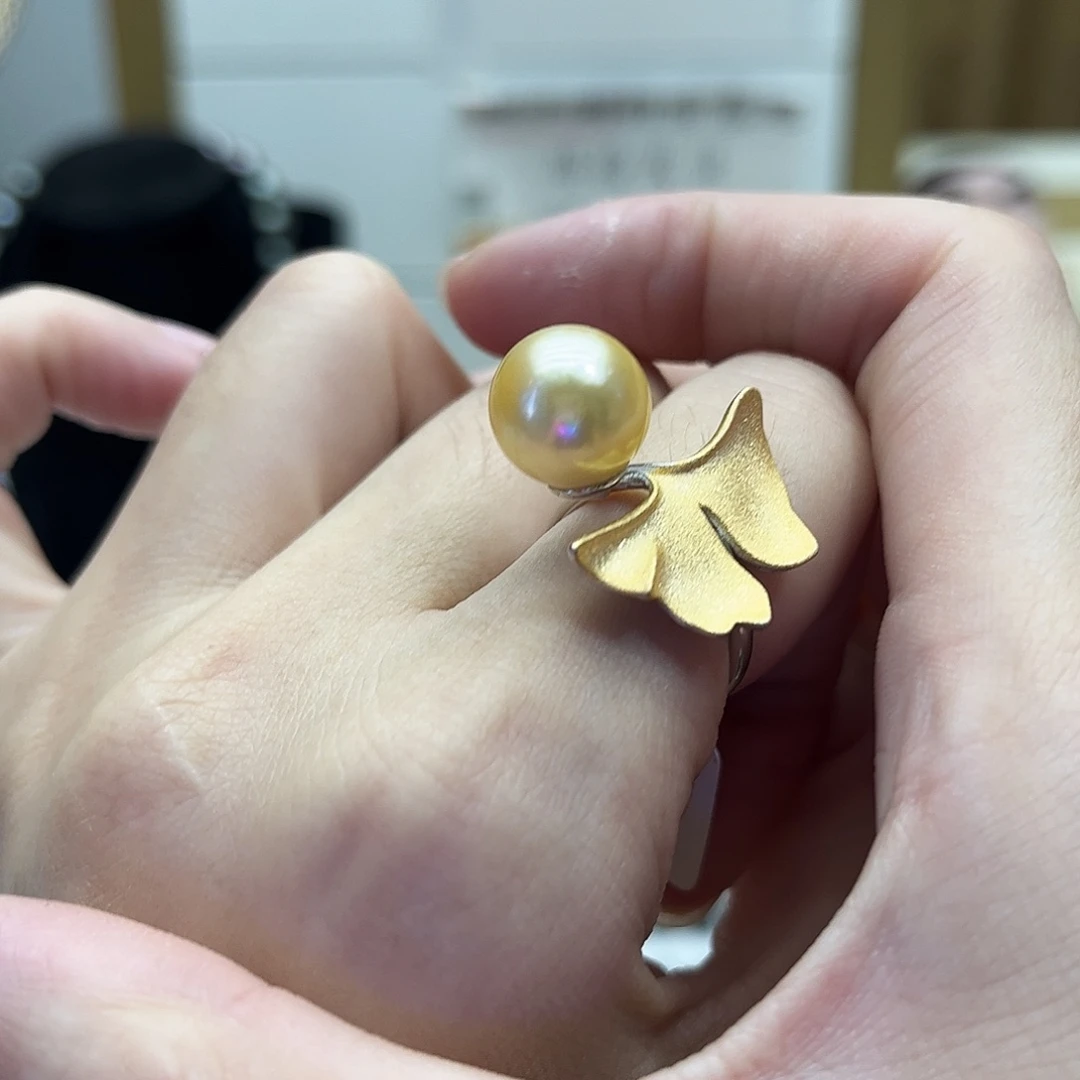 戒指银S925镶嵌海水珍珠