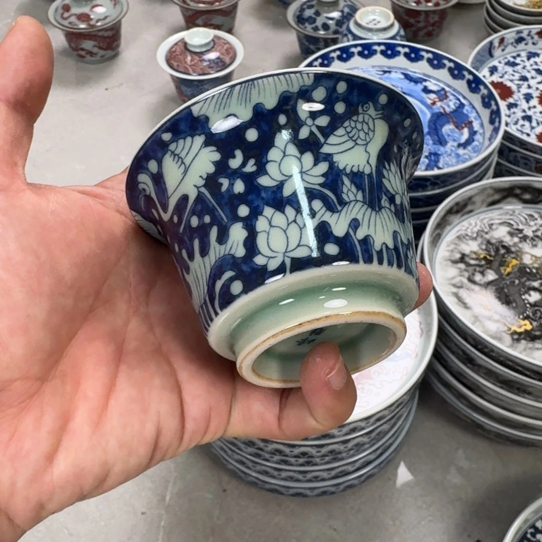 杯清釉一路连科两才盖碗