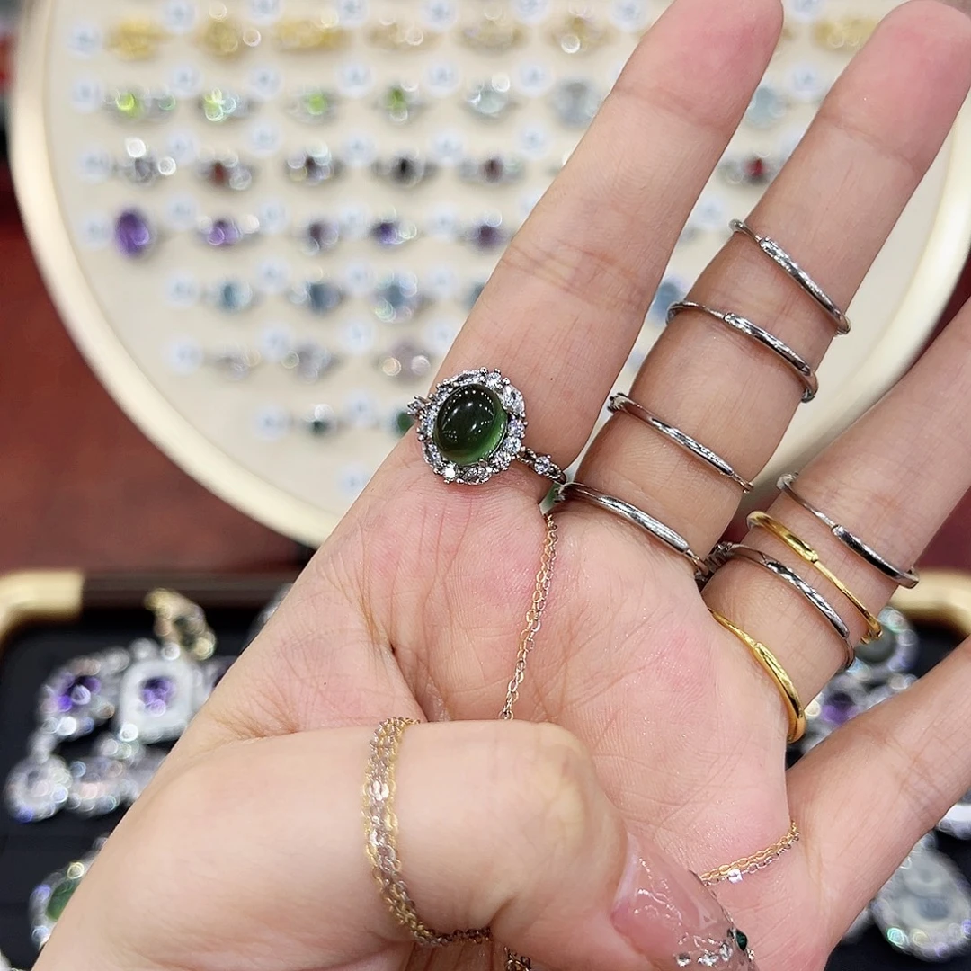 烟晶戒指银S925镶嵌