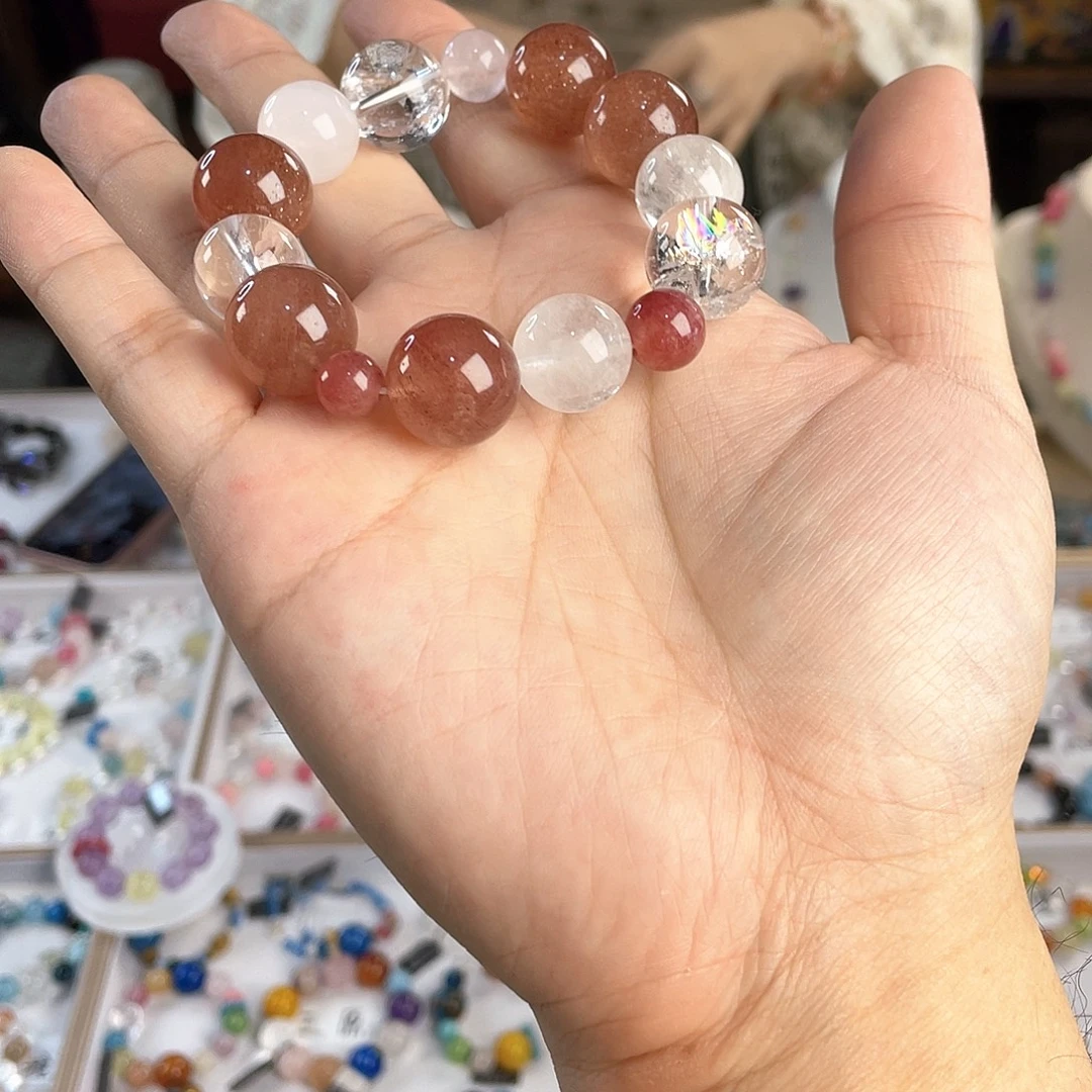 水晶手链银S925镀金镶嵌