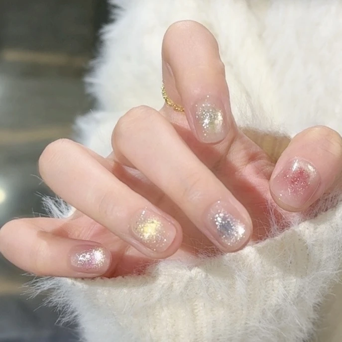 【彩色星河】野世穿戴甲 春日糖果马卡龙色 碎钻亮片猫眼款美甲