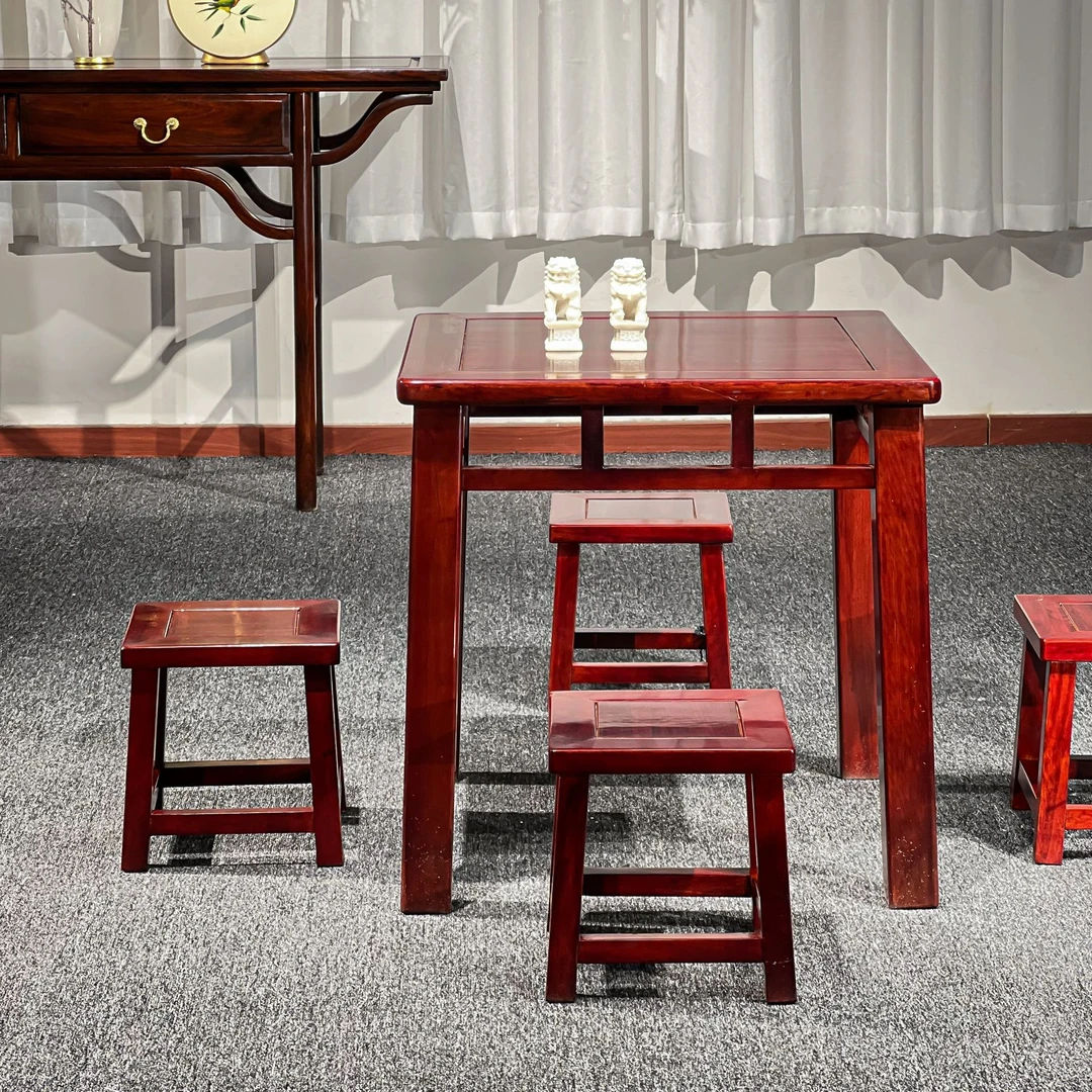 【HF 60方桌】带拉方 四方桌书桌牌桌休闲桌家用原木色酸枝