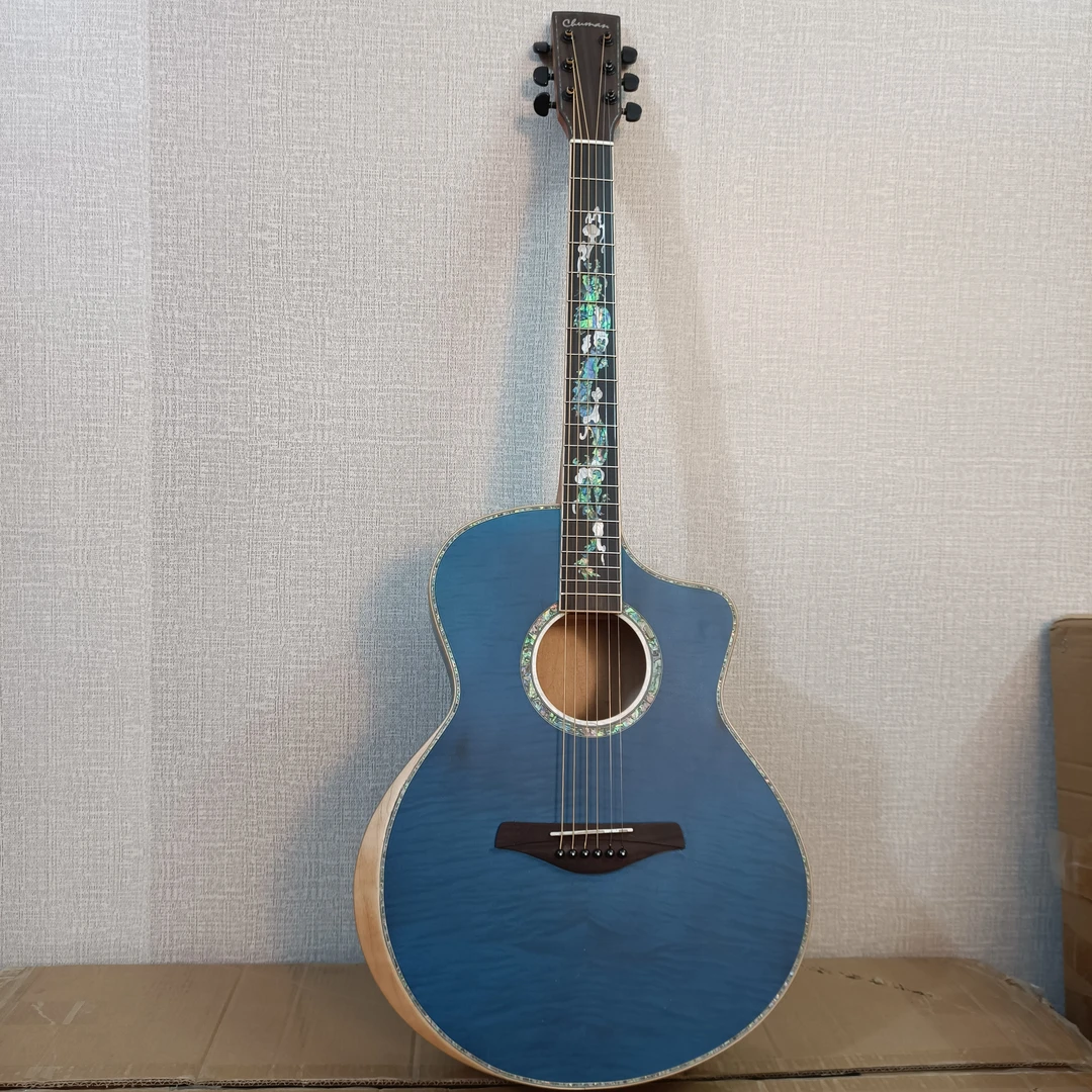 41寸民谣吉他虎纹枫木面单