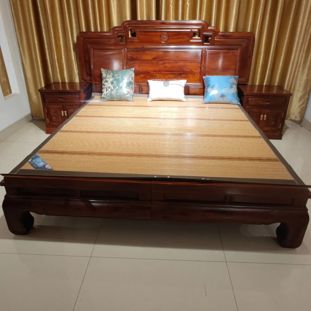 新款全木纹5.0+1藤底双面竹凉席