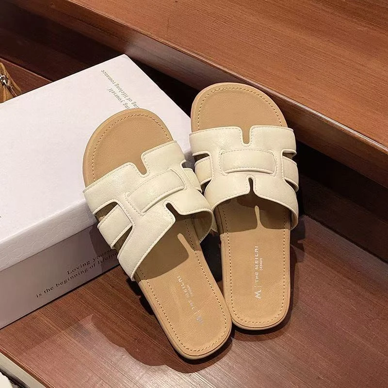 韩版时尚平底软底凉拖鞋女夏季外穿ins超火配裙子沙滩度假一字拖