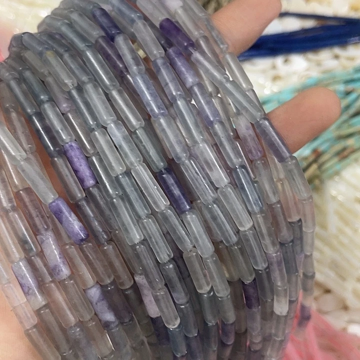 合金玛瑙/玉髓珠宝半成品2条天然萤石管珠