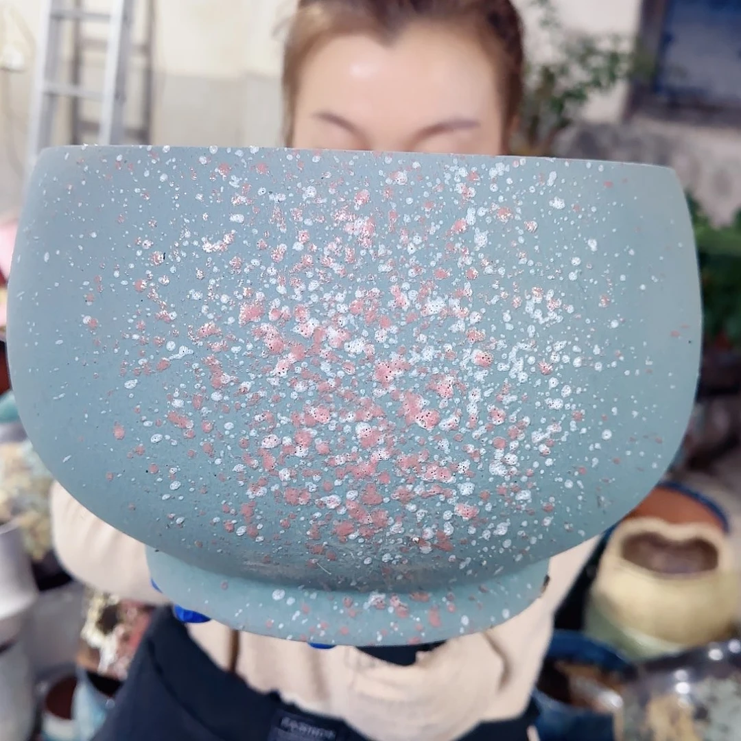 紫砂花盆高18口25