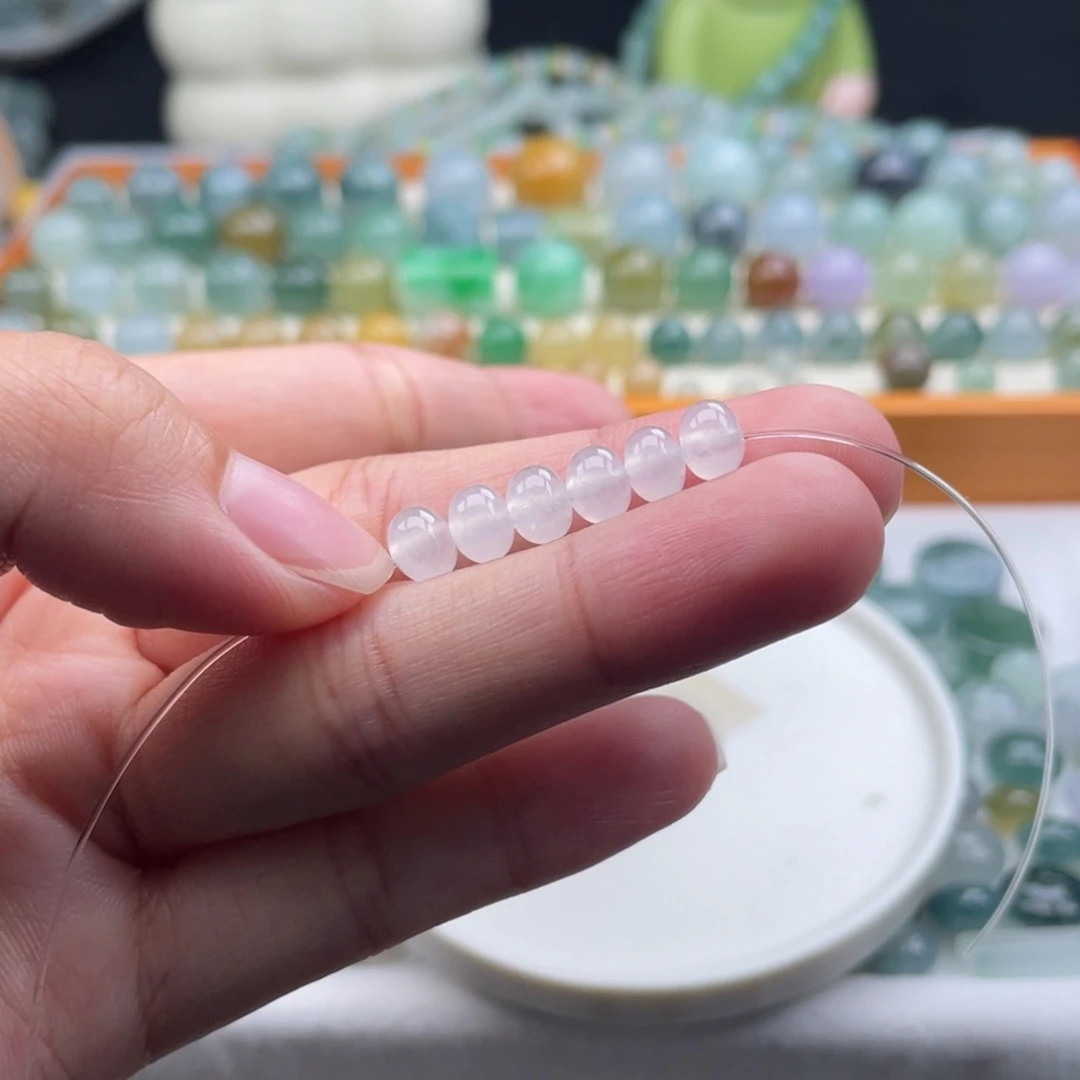 翡翠散珠哆**梦天然缅甸翡翠a货6颗