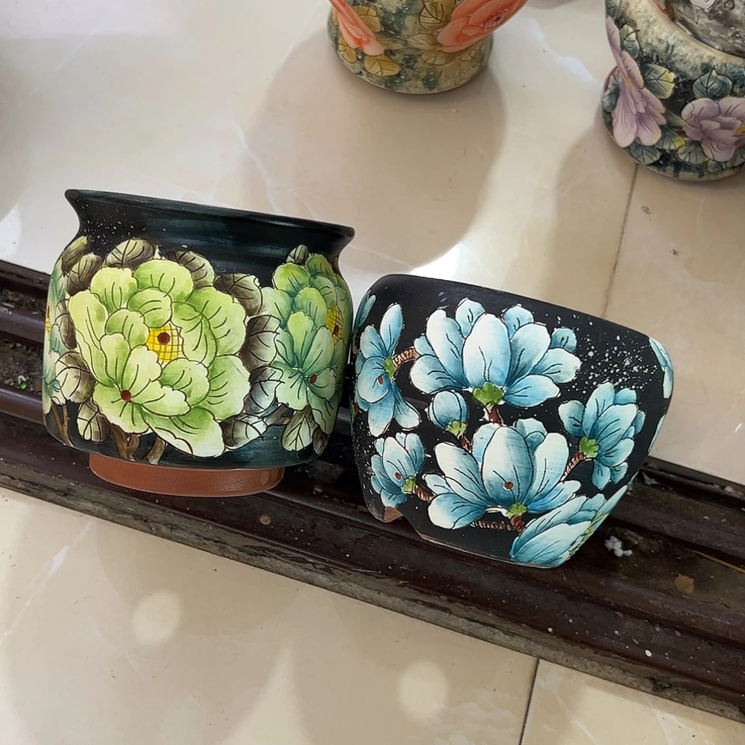 精***店景德镇炫彩手绘景德镇陶瓷花盆