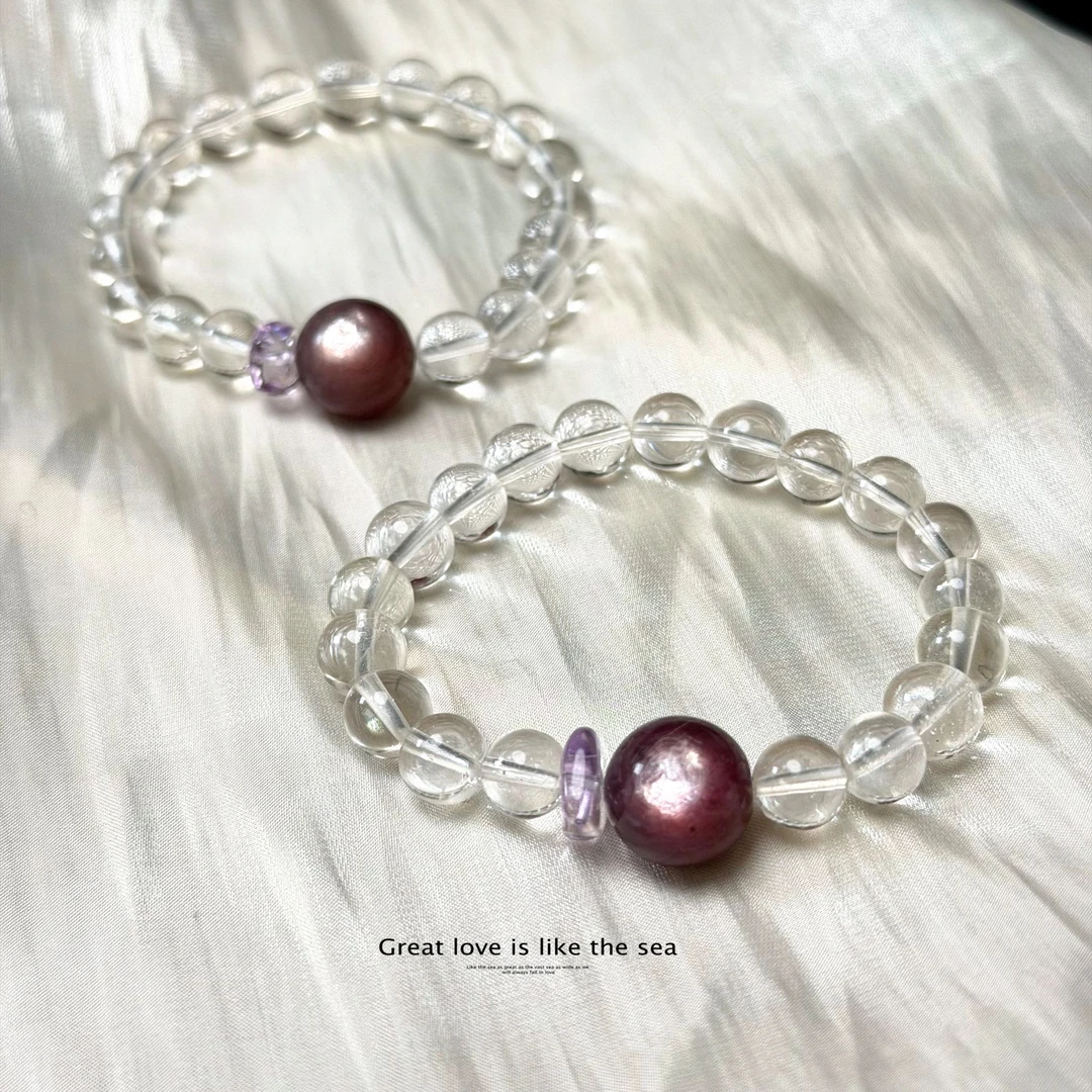 VANJÍ梵极·紫罗兰·白水晶紫锂云母设计款水晶手串