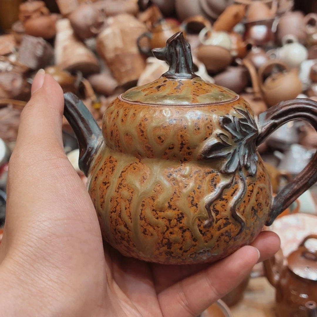 柴烧老岩泥手工茶壶器皿