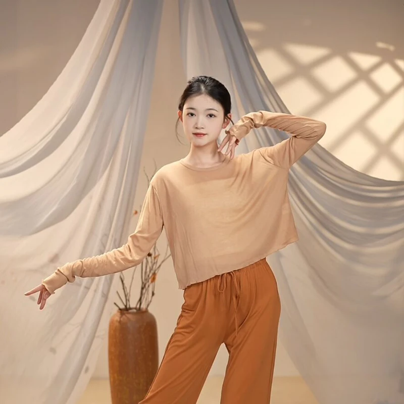 舞蹈服女宽松透气罩衫现代民族舞练功服跳舞服装