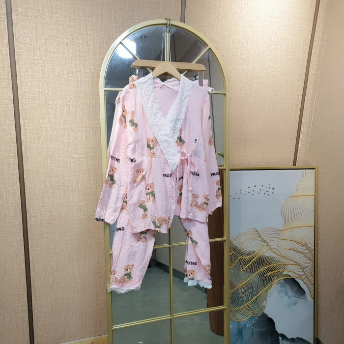 E522孕妇粉色月子服套装微瑕M90-120 L130