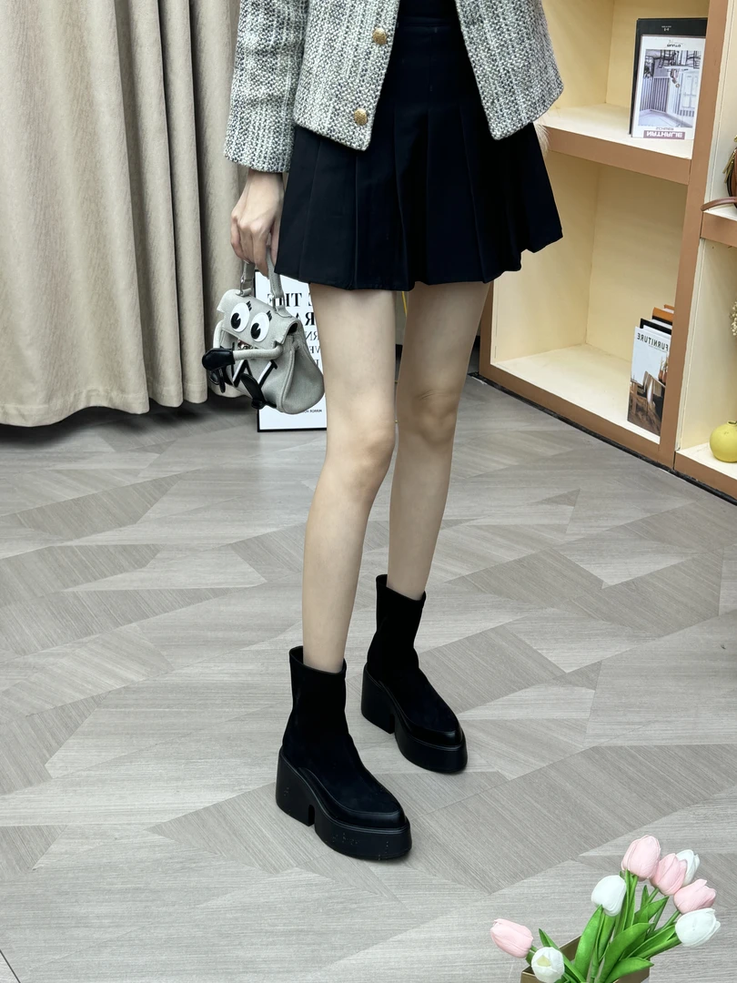 2025新款厚底高跟尖头切尔西烟管靴弹力靴瘦瘦靴女DG5226-3