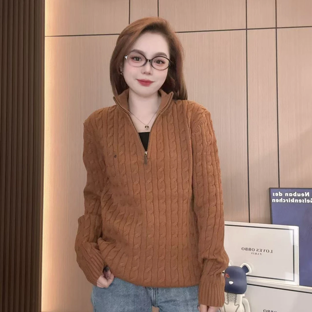 冬季新款加厚保暖高端半拉链针织衫毛衣轻奢百搭宽松打底衫(太古)