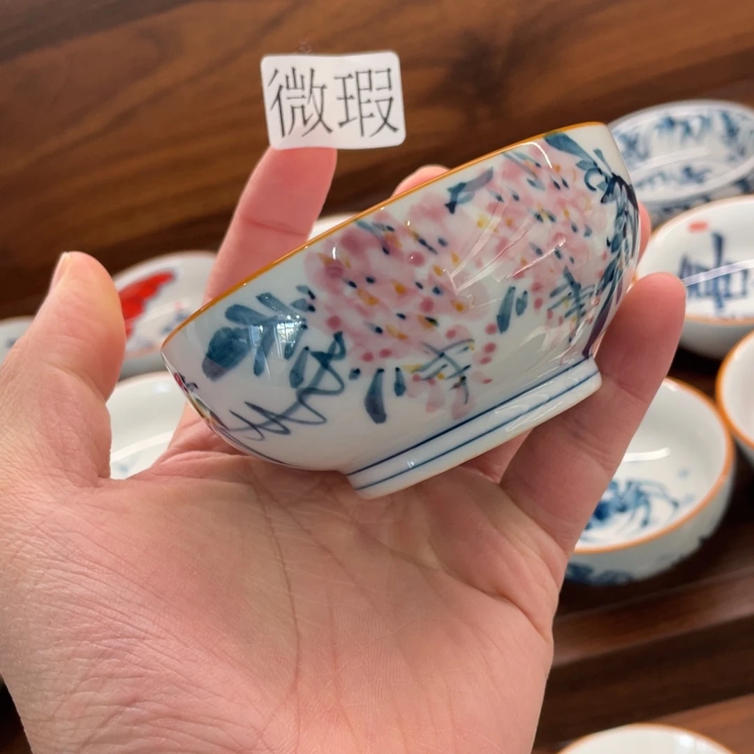 釉下手绘茶具微瑕