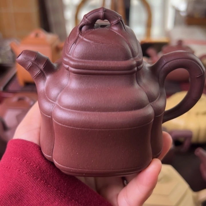 茶壶紫砂紫泥竹鼎微瑕