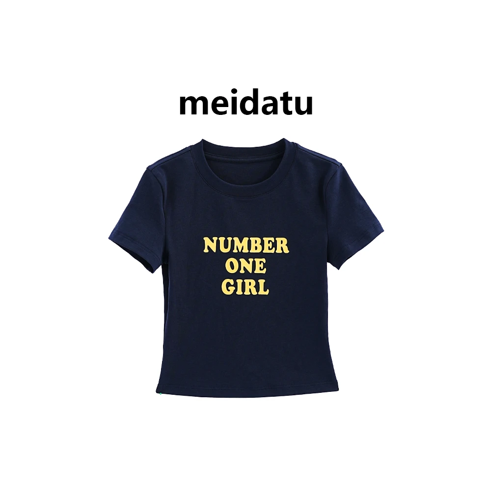 美哒兔（时髦代码）夏季字母印花修身上衣（高个子版）CK808-6G