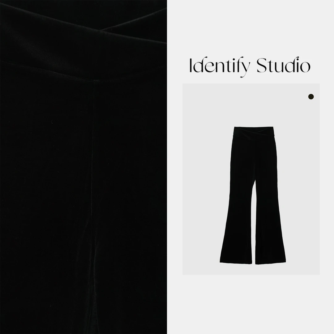 IDENTIFY秋季新款气质百搭设计感丝绒喇叭裤25AWTY0927069